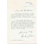 Antony Eden typed signed letter TLS, January 1944, Thanking His Correspondent For A Gift For The Raf