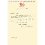 Harold Wilson Prime Minister typed signed letter TLS, February 1994, Thanking His Correspondent