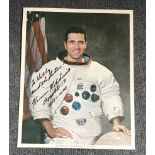 Apollo 17 Moonwalker Harrison Schmitt signed 10 x 8 inch colour White Space Suit photo to Kelly.