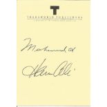 Laila Ali signed 4x3 book plate with printed Muhammad Ali signature. Good condition. All