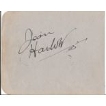 Jean Harlow signed 5x4 rare album page on reverse includes signature of the boxer George Godfrey.