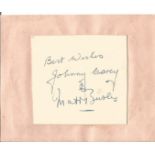 Sir Matt Busby and Johnny Carey signed Manchester United 5x4 album page. Good condition. All