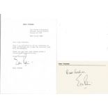 Eric Porter signed 6x4 white card and TLS dated 30th March 1982. Eric Richard Porter (8 April 1928 -