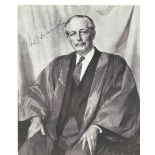 Harold Macmillan signed 6 x 7 black and white photo of portrait. Also includes small compliment slip