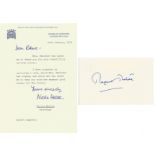 Margaret Thatcher signed 3 1/2 x 5 1/2 card with accompanying A5 letter from Mrs Thatcher's