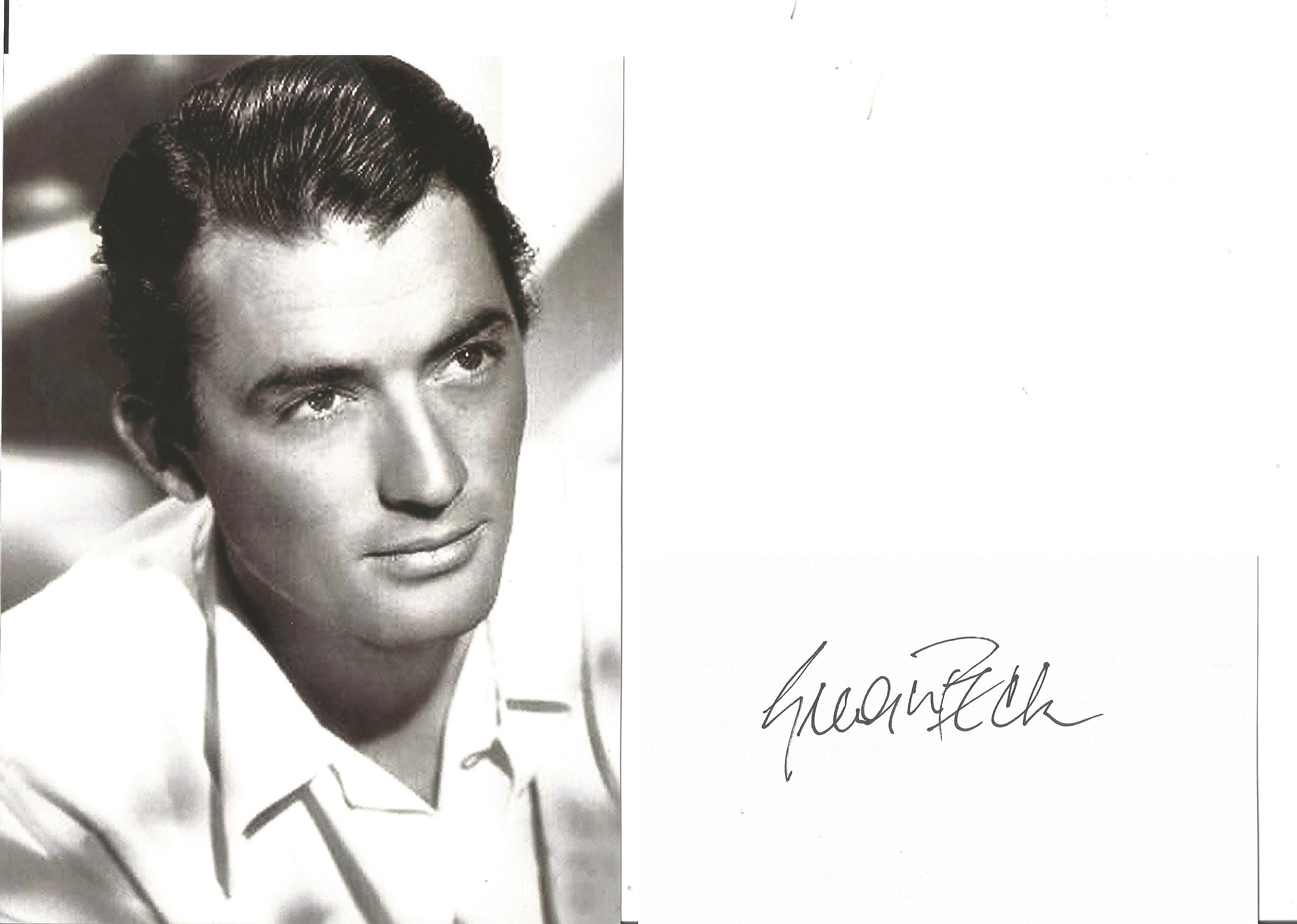 Gregory Peck (1916-2003) Hollywood Actor Signed Card With Photo. Condition 8 /10. Good condition.