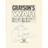 Larry Grayson signed 7x5 black and white magazine photograph with a signed hardback book How Larry