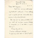 Flinders Petrie autograph on Hilda Mary Isabel Petrie hand written letter 1931. Sir William