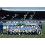 Autographed Man City 12 X 8 Photo colour, Depicting A Superb Image Showing Players Posing For A