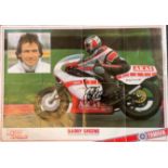 Motorbike racing, Barry Sheene signed poster. Approx 19x28 this lovely poster shows Sheene racing