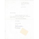 Sir Ian Richardson signed typed letter to Mr Hedley with reference to his play Schulz. Good