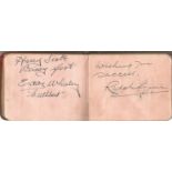 Vintage autograph album 40+ signatures inc. Tommy Handley x 2, Leslie Holmes, Lloyd Thomas,