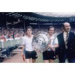 Autographed Arthur Albiston 12 X 8 Photo colour, Depicting Albiston And His Man United Team Mate