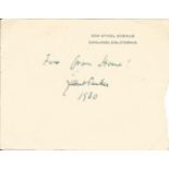 Sir Horatio Gilbert George Parker, 1st Baronet PC signed note. Known as Gilbert Parker, Canadian