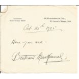 Sir Edgar Bertram Mackennal KCVO RA hand written note dated 1925. He is usually known as Bertram