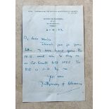 FM Montgomery of Alamein hand written letter 1982 on personal stationary to Brig L Wieler. Centre