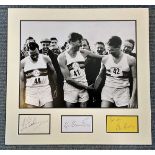 The First Four Minute Mile 18x19 mounted signature piece includes Roger Bannister, Chris Chataway