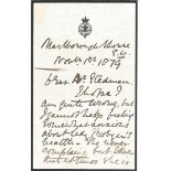 General Sir Dighton Macnaghten Probyn VC 1879 hand written letter. Victoria Cross citation Has