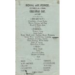 WW2 Multiple signed RAF Comilla [Bangladesh, India]. 1944 Christmas Day Menu. 13 signatures. Units