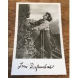 Leni Riefenstahl actress WW2 signed 6 x 4 inch b/w mountaineering scene photo. Good condition Est.