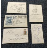 Cartoonists autographs and original sketch collection. Five items: Stand Goldberg, Hank Ketchum, Reg