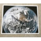 Astronauts John Young and Charlie Duke signed 10 x 8 inch colour Apollo 16 NASA Litho, dedicated.