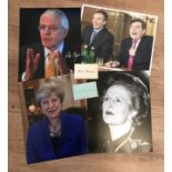 Prime Ministers signed collection. Four 10 x 8 inch photos signed by Margaret Thatcher, Teresa