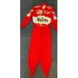 Michael Schumacher Full sized replica Ferrari Race Suit. Formula 1 driver. Good condition Est.