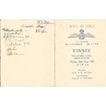 WW2 Multiple signed "A" Flight. No 2 Squadron. No 6 Initial Training Wing. 28 May 1943. Dinner menu.