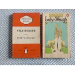 2 x softback Penguin Books by Evelyn Waugh Decline and Fall 216 pages and Vile Bodies 223 pages.