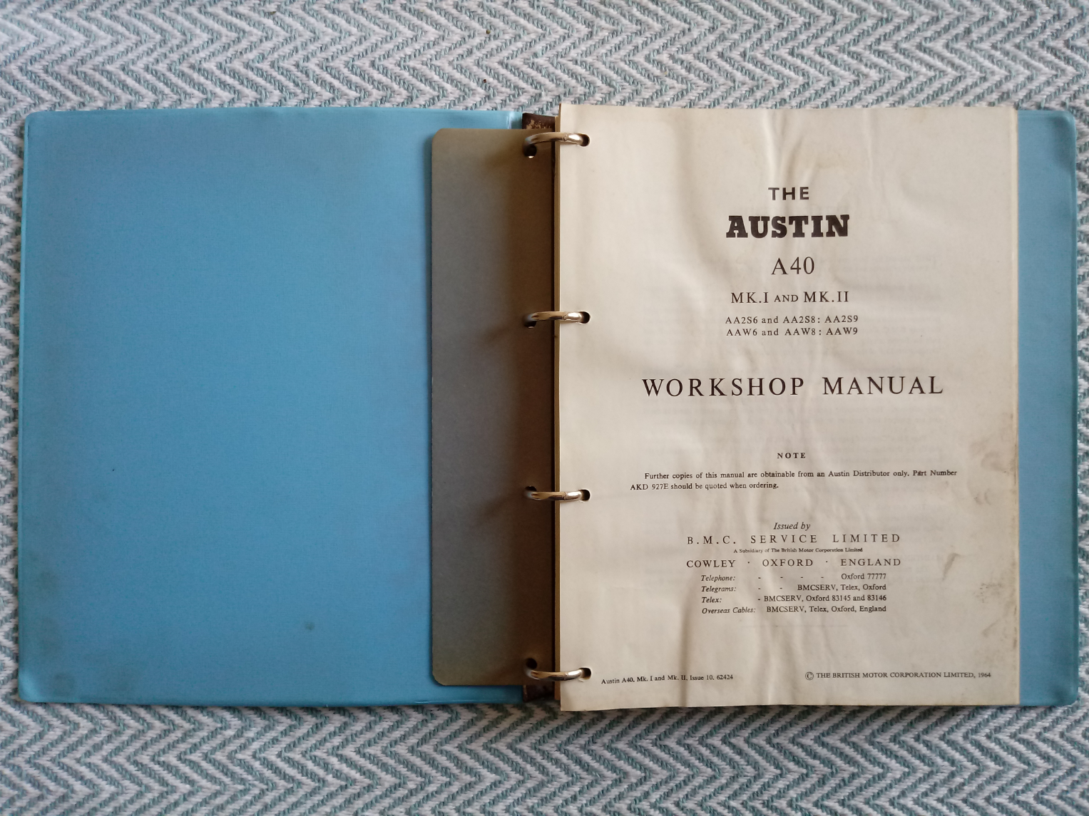 Austin A40 Marks I & II Workshop Manual ring binder Published 1964 The British Motor Corporation - Image 2 of 4