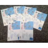 Aviation FDC collection 6 covers Austrian Air Force Silver Birds each signed by a team member. PM 19
