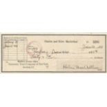 Helen Hayes signed personal cheque. American actress. Good condition. All autographs come with a