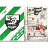 Vintage Football Programme Collection Including Fulham 1952-1953, Ilford 1957-1958, Wimbledon 1957-