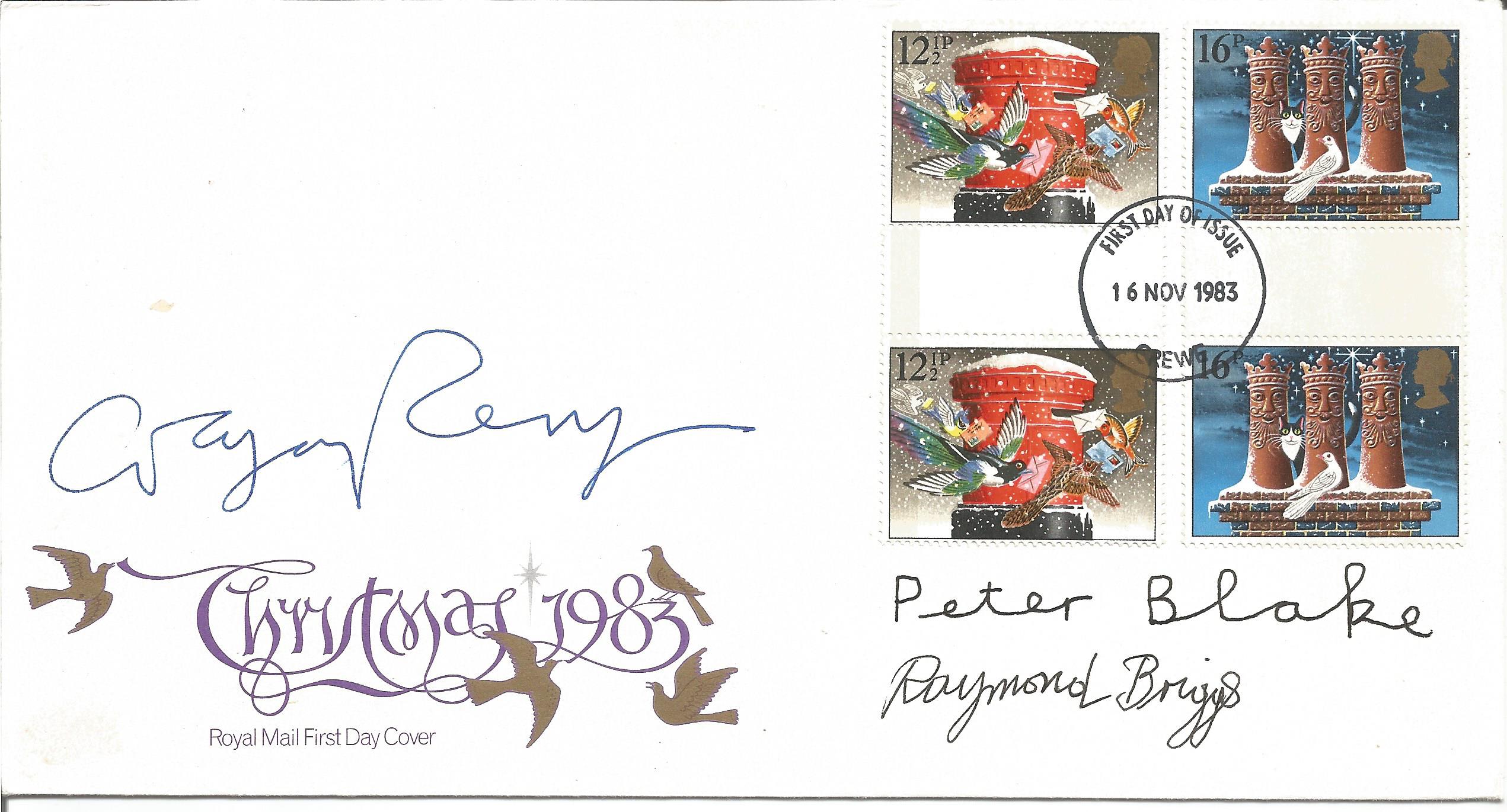 Grayson Perry, Peter Blake and Raymond Briggs multi-signed FDC celebrating Christmas 1983. This