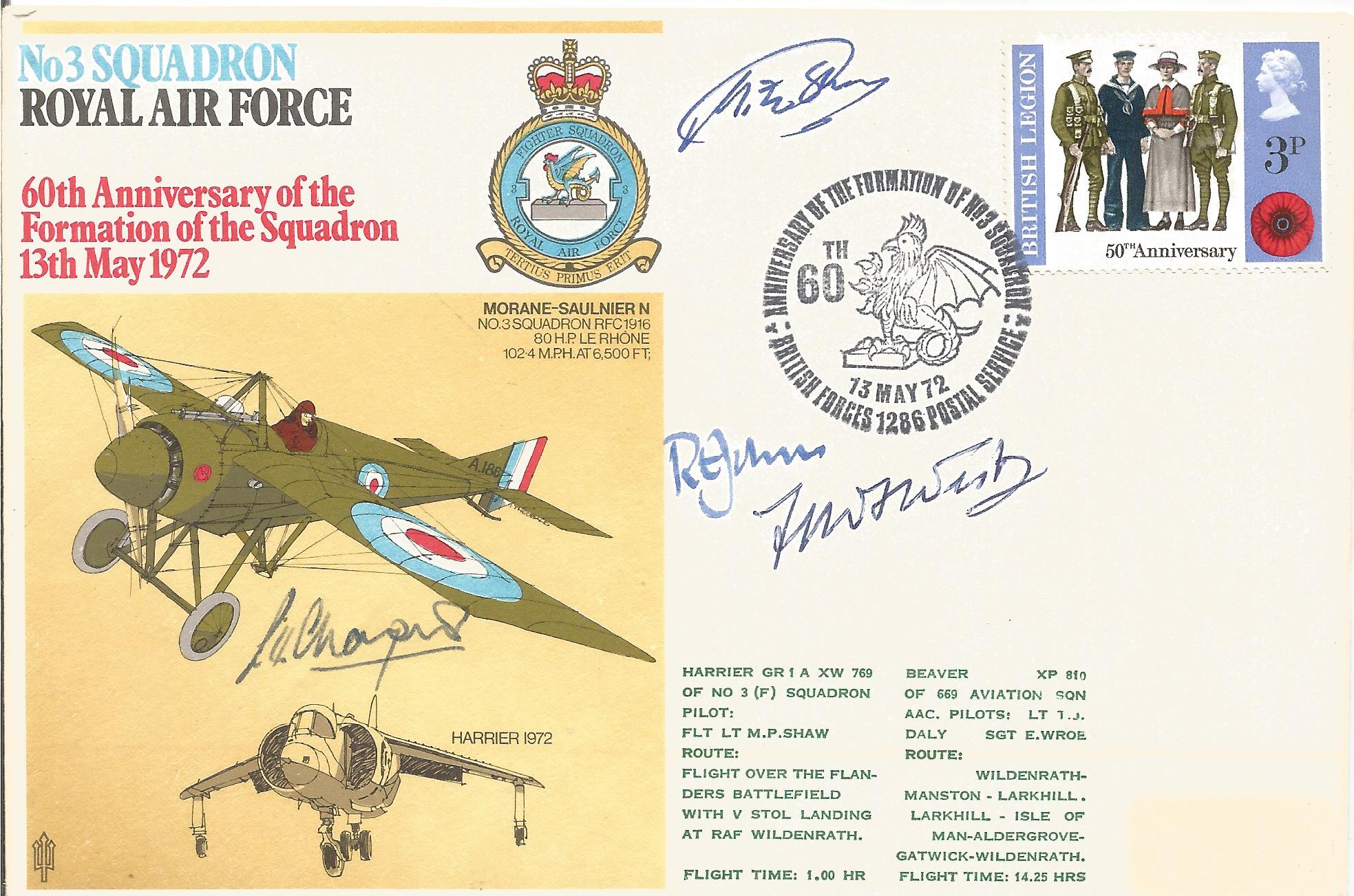 RAF, multi-signed FDC commemorating the 60th anniversary of the formation of the No.3 Squadron. This