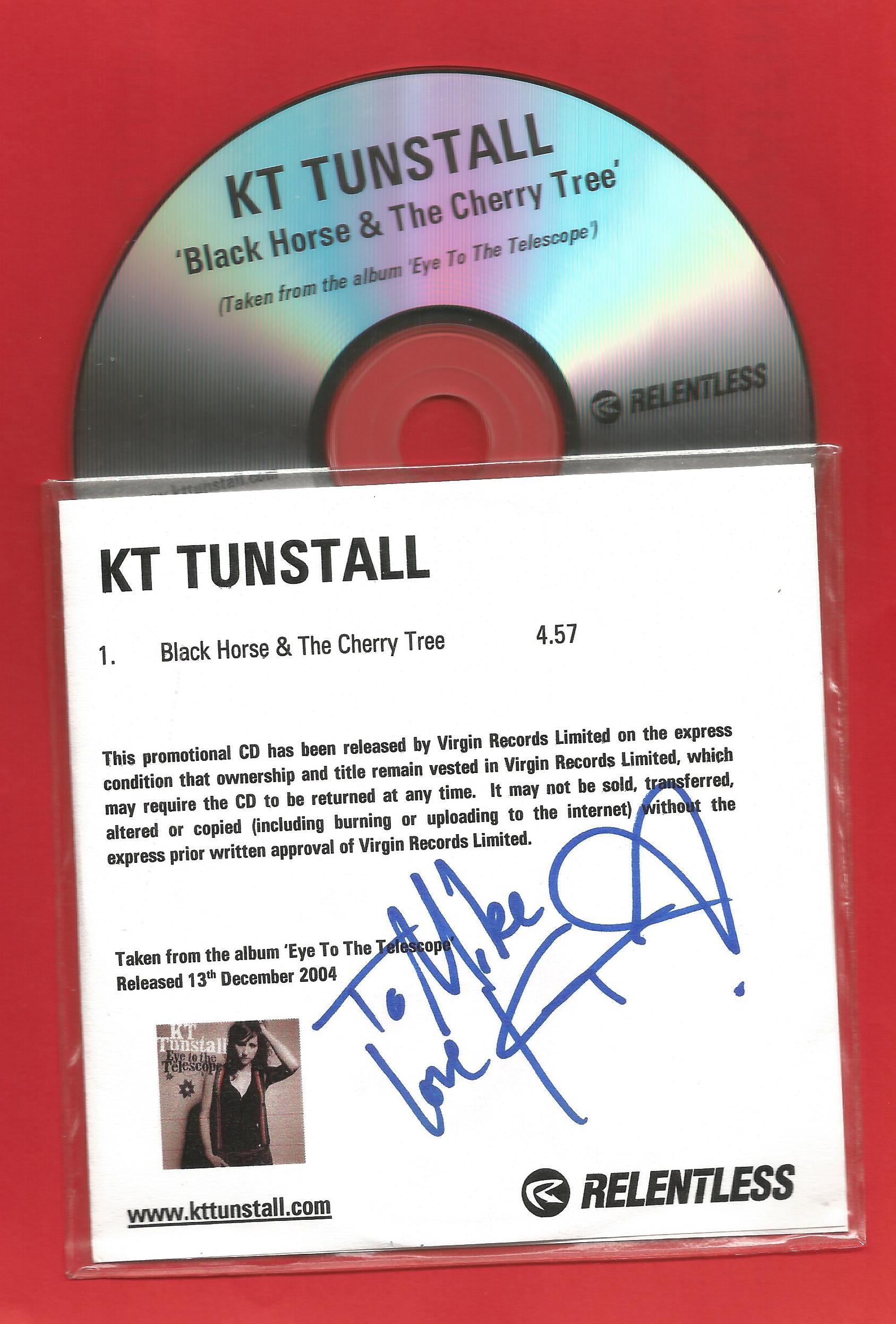 KT TUNSTALL Singer signed CD Black Horse and The Cherry Tree . Good condition. All autographs come