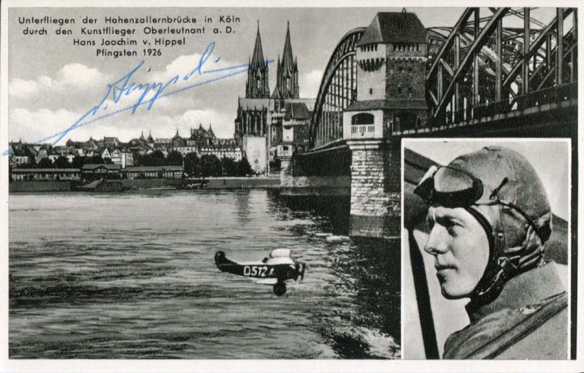 Great War pilot Hans Joachim von Hippel signed 5x3 photo, he served with Jasta 5 from December 22,