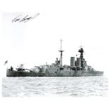 HMS Hood. 8x10 inch photo hand signed by Ted Briggs, who at the time of signing was the last