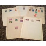 World stamp collection 5 loose album pages mint stamps countries include Curacao, Eritrea, Cape