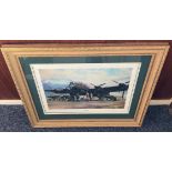 World War II 34x29 framed and mounted print titled Operations On signed in pencil by Sir Arthur