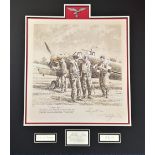 World War II multi signed limited edition 25x22 lithograph mounted and framed titled Crack Ace by
