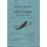 World War II Squadron Leader Ian Blair DFM signed Pilot notes Spitfire IX, XI and XVI Booklet 3rd