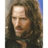 Viggo Mortensen signed 10x8 colour photograph pictured as he plays Aragorn in the hit trilogy: