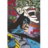 Norman Breyfogle signed Batman and Joker DC comic drawing photograph. Breyfogle was an American