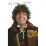 Tom Baker signed 10x8 colour photograph taken during his time playing the Doctor in Doctor Who. Good