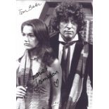 Tom Baker and Louise Jameson multi-signed 12x8 black and white photograph pictured during their time