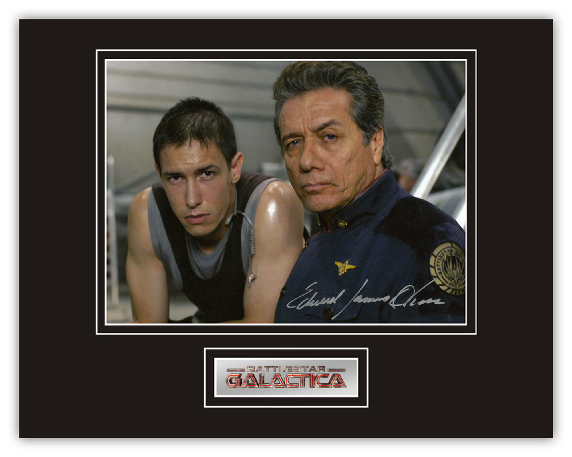 Stunning Display! Battlestar Galactica Edward James Olmos hand signed professionally mounted