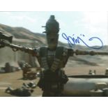 Taika Waititi signed 10x8 colour photograph taken during a Star Wars scene of a droid, IG-11, a