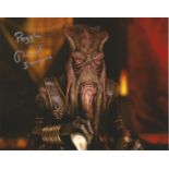 Richard Stride signed 10x8 colour photograph taken as he played Poggle The Leaser in the Star Wars